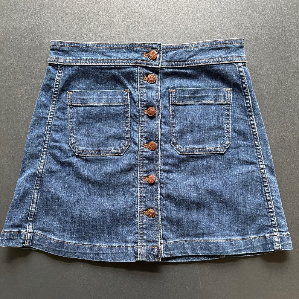 Madewell button front denim mini skirt